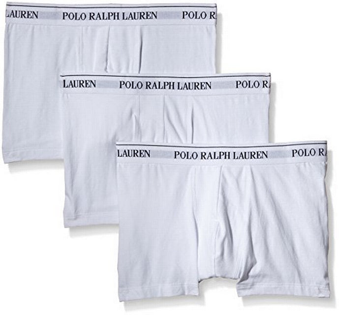 Polo Ralph Lauren Classic Boxer Trunks 3 Pack All White Trunks and Boxers