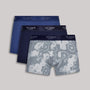 Ted Baker 3 Pack Fashion Cotton Stretch Fashion Trunks - Blue / Cobalt / Grey Flower