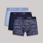 Ted Baker 3 Pack Cotton Stretch Fashion Trunks - Fog/Navy/Patita Navy