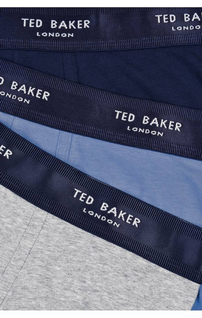 Ted Baker 3 Pack Cotton Stretch Plain Boxer Briefs - Grey / Navy / Blue