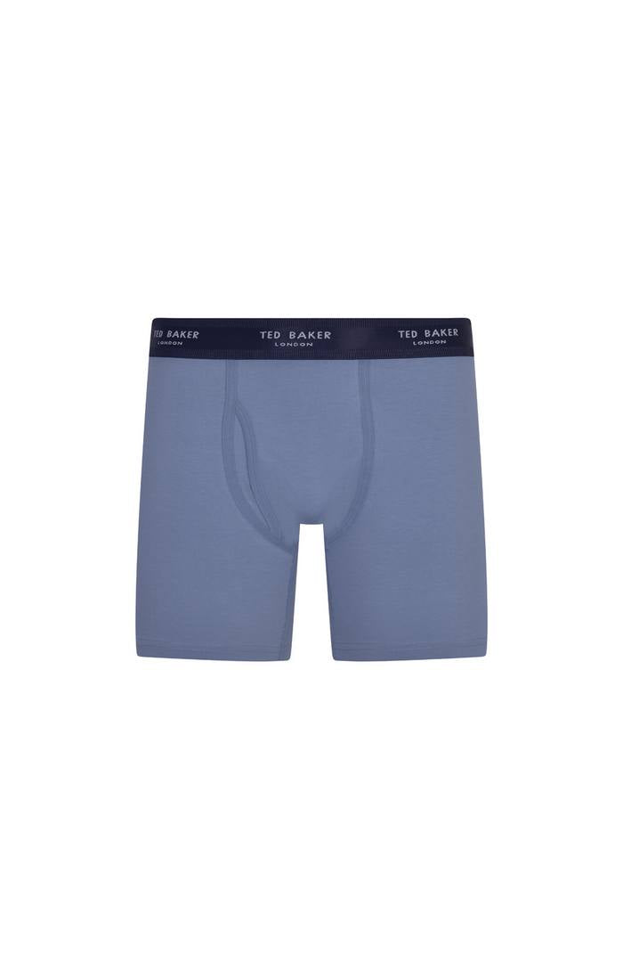 Ted Baker 3 Pack Cotton Stretch Plain Boxer Briefs - Grey / Navy / Blue