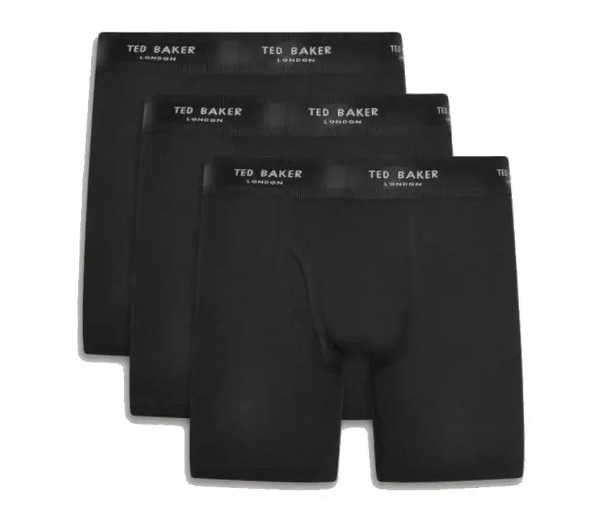 Ted Baker 3 Pack Cotton Stretch Solid Boxer Briefs - Black
