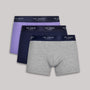 Ted Baker 3 Pack Cotton Stretch Fashion Trunks - Purple /Navy/Grey