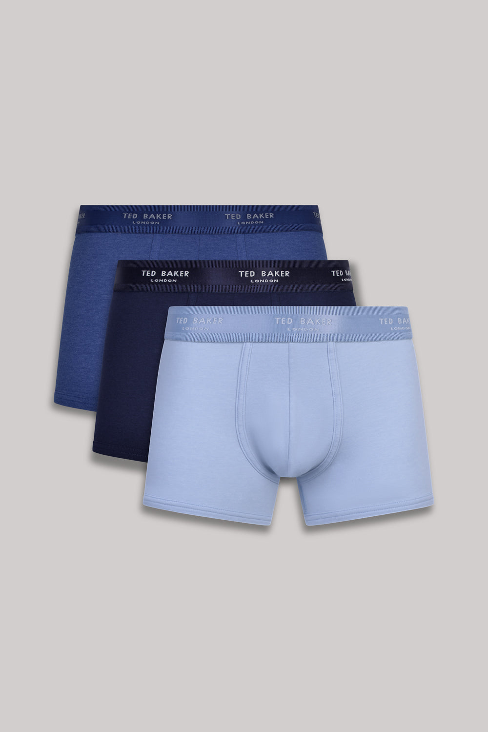 Ted Baker 3 Pack Cotton Stretch Fashion Trunks - Blue/Navy/Fog