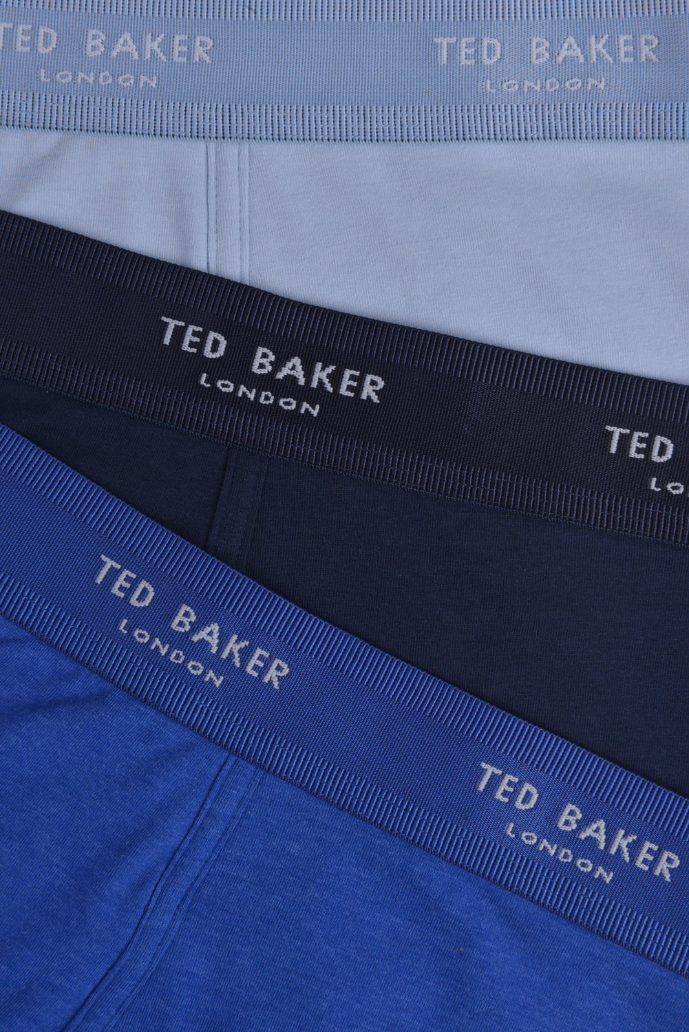 Ted Baker 3 Pack Cotton Stretch Fashion Trunks - Blue/Navy/Fog