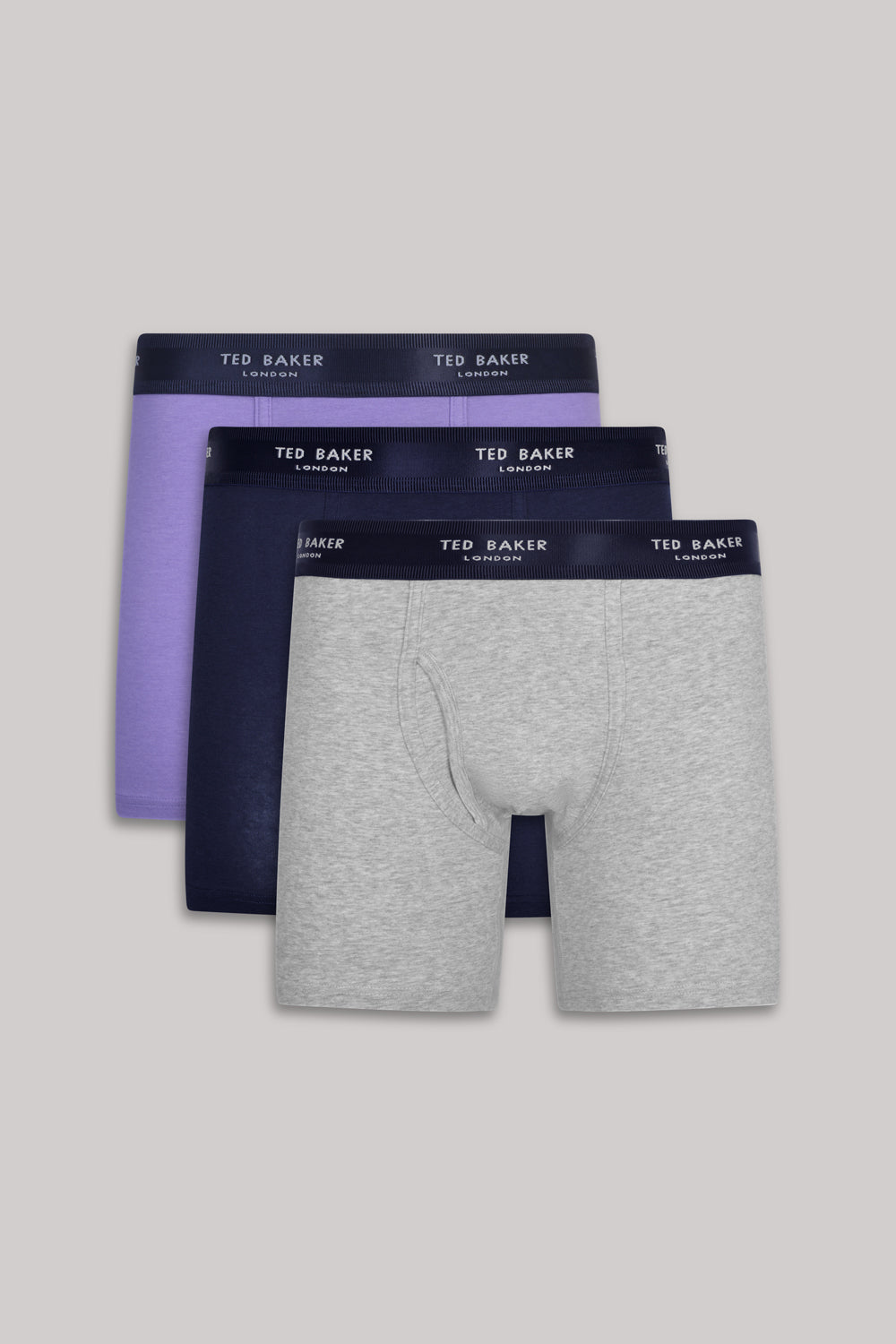 Ted Baker 3 Pack Cotton Stretch Boxer Briefs - Purple/Navy/Grey
