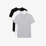 Lacoste Crew Neck Cotton T-Shirt 3-Pack, Black/White/Grey