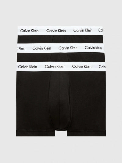 Calvin Klein 3 Pack Cotton Stretch Low Rise Trunks - Black