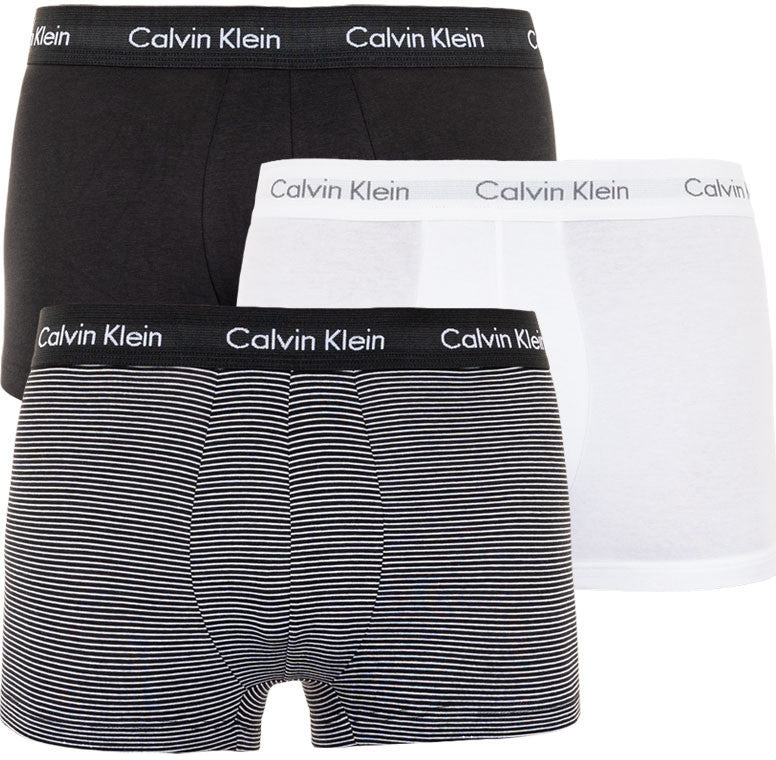 Calvin Klein 3 Pack Low Rise Trunks - White/Stripe/Black