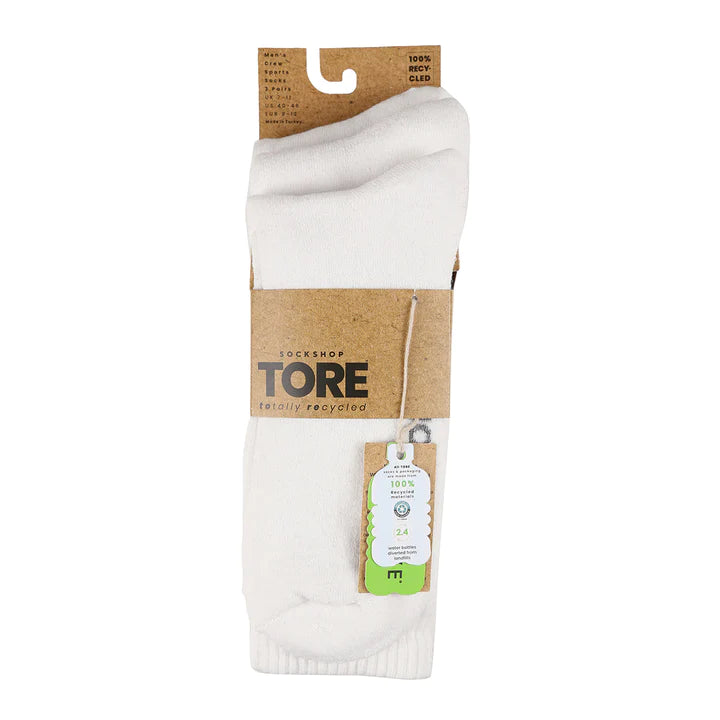 Tore Totally Recycled 100% Men's Crew Sports Socks - 3 Pack, Size 7-11