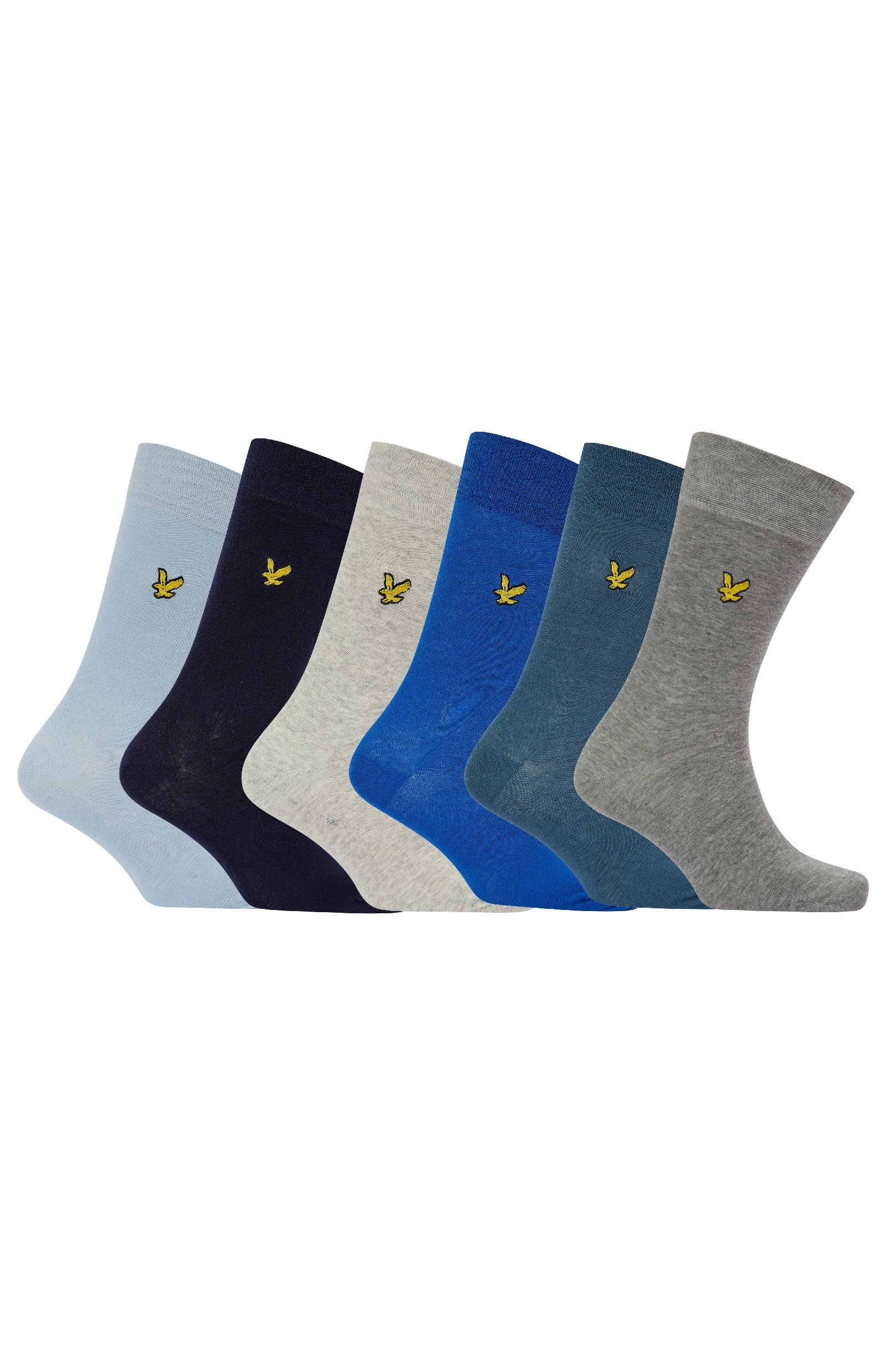Lyle & Scott - 6Pack Gift Pc Socks - Peacoat/Teal/Blue/Chambray/Grey/Light Grey