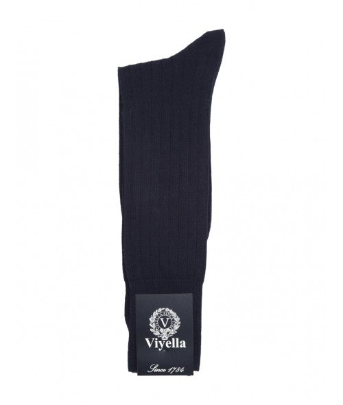 Viyella Men’s Short Merino Wool Socks – Ribbed, Hand Linked Toe, Navy