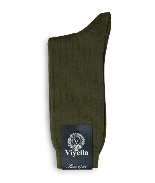 Viyella Mens Wool Short Ribbed Sock - Lovat