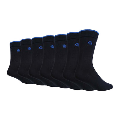 Jeff Banks 7-Pack New Oxford Plain Socks with Contrast Tipping - Navy