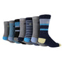 Jeff Banks Men's 7 Pack Cotton Jaquard Socks - Stripes
