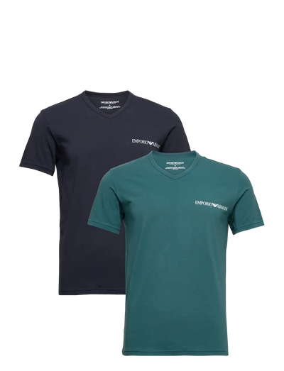 Emporio Armani 2 Pack Crew Neck T-Shirt - Marine/Mediterranea