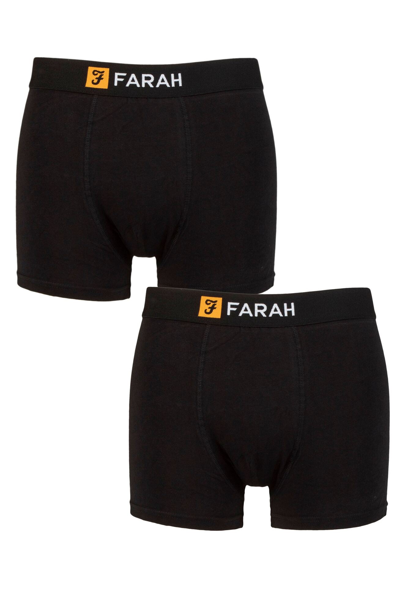 Farah Mens 2 Pack Cotton Plain Keyhole Trunks - Boxer Shorts
