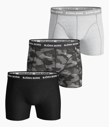 Björn Borg Shadeline 3-Pack Cotton Stretch Boxer Briefs – Black Multi