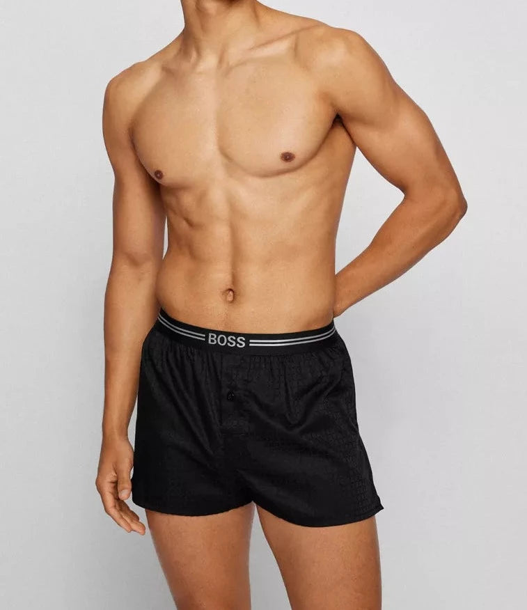 Hugo Boss Two-Pack Woven Boxers / Pyjama Shorts - Black