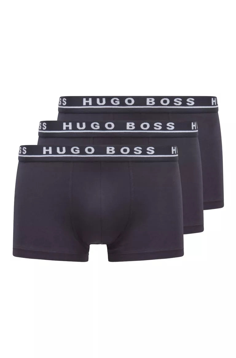 Hugo Boss Stretch Cotton Boxer Trunks Pack of 3 Dark Blue Trunks and Boxers