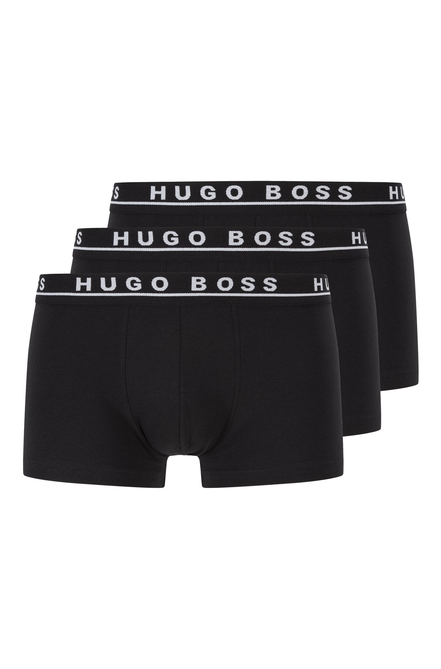 BOSS Stretch Cotton Boxer Trunks, Pack of 3 - Black