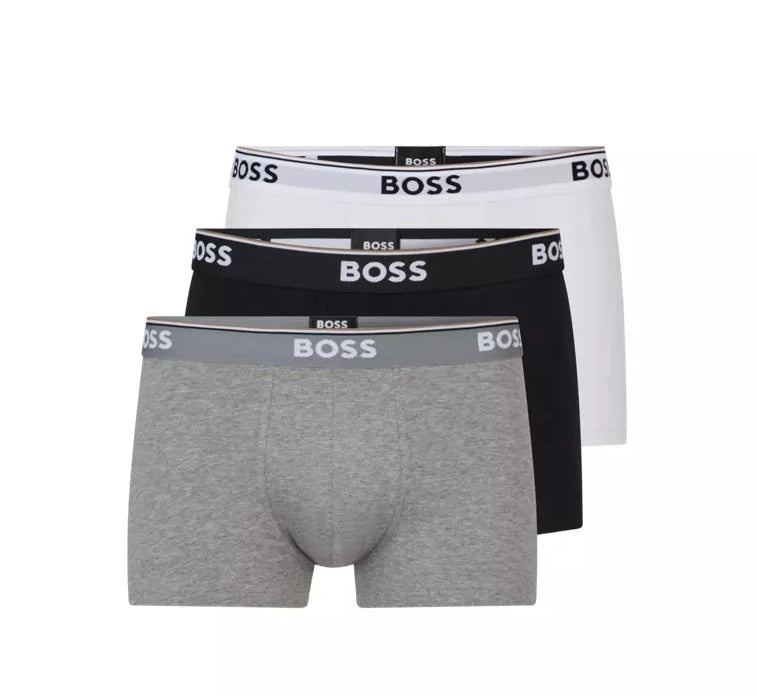 Boss - 3 Pack Stretch Cotton Trunks - Black/Grey/White