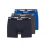 Boss 3 Pack of Stretch-Cotton Boxer Briefs - Black/Grey/Blue