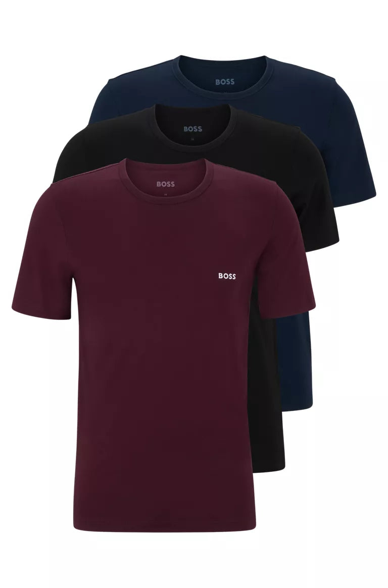 Boss 3 Pack of Crew Neck T Shirts In Cotton Jersey Red Black