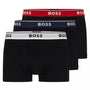 Boss 3 Pack of Stretch-Cotton Trunks with Logo Waistbands -Black/White/Red