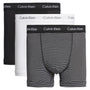 Calvin Klein 3 Pack Cotton Stretch - Normal Rise Trunks ( Black - Stripes )