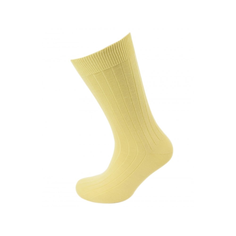 Viyella Short Wool Rich Rib Socks - Lemon