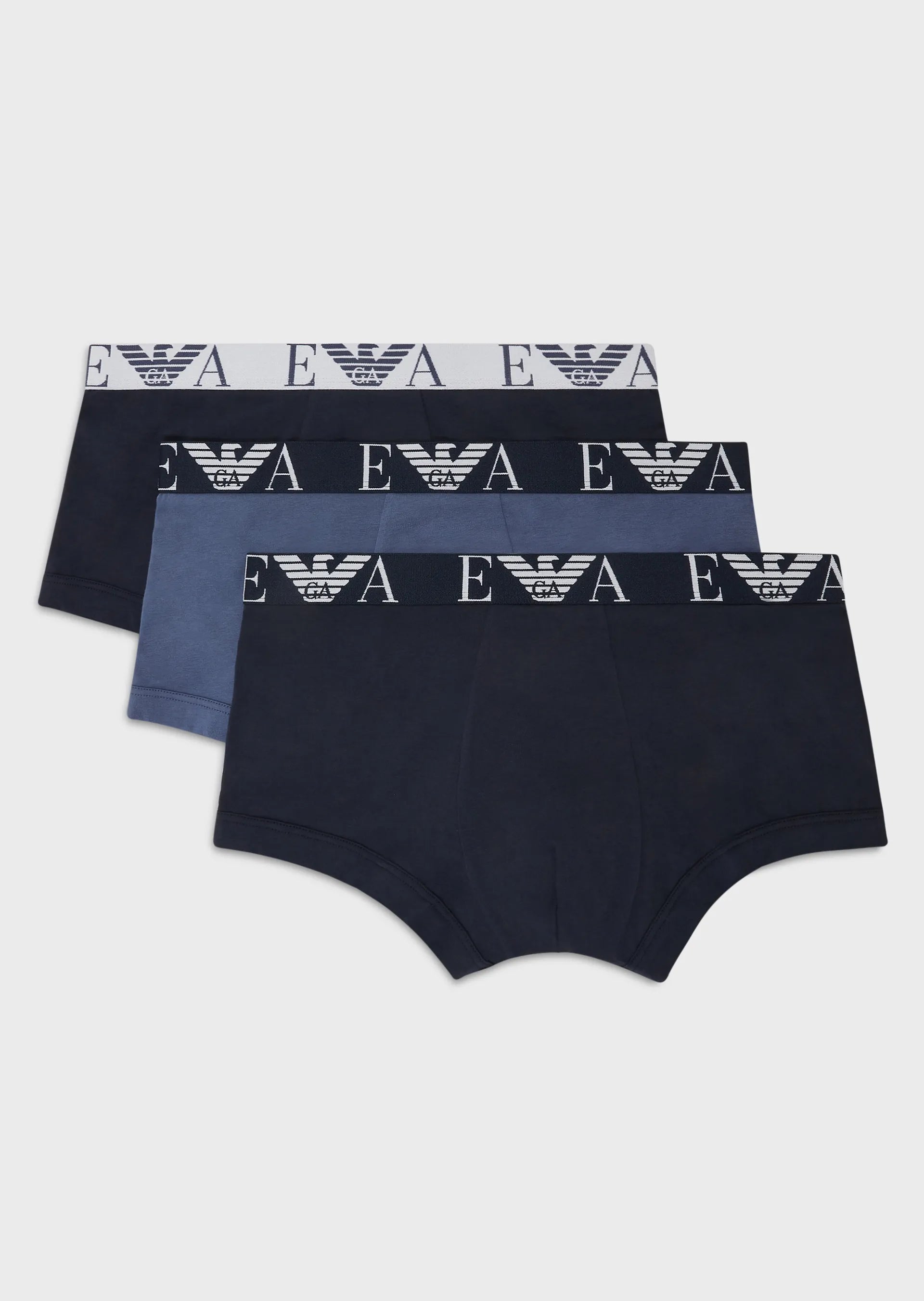 Emporio Armani 3 Pack Trunk - Stretch Cotton with Core Logo - Navy