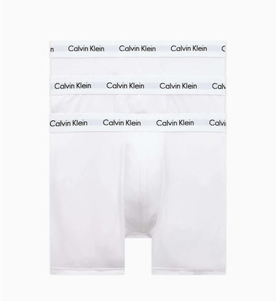 Calvin Klein 3 Pack Cotton Stretch - Longer Leg Boxer Brief Shorts ( WHITE )